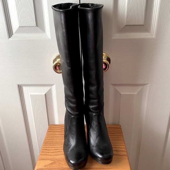 Coach Shoes - Coach Krista Black Leather Tall Heeled Boots SZ 6.5B